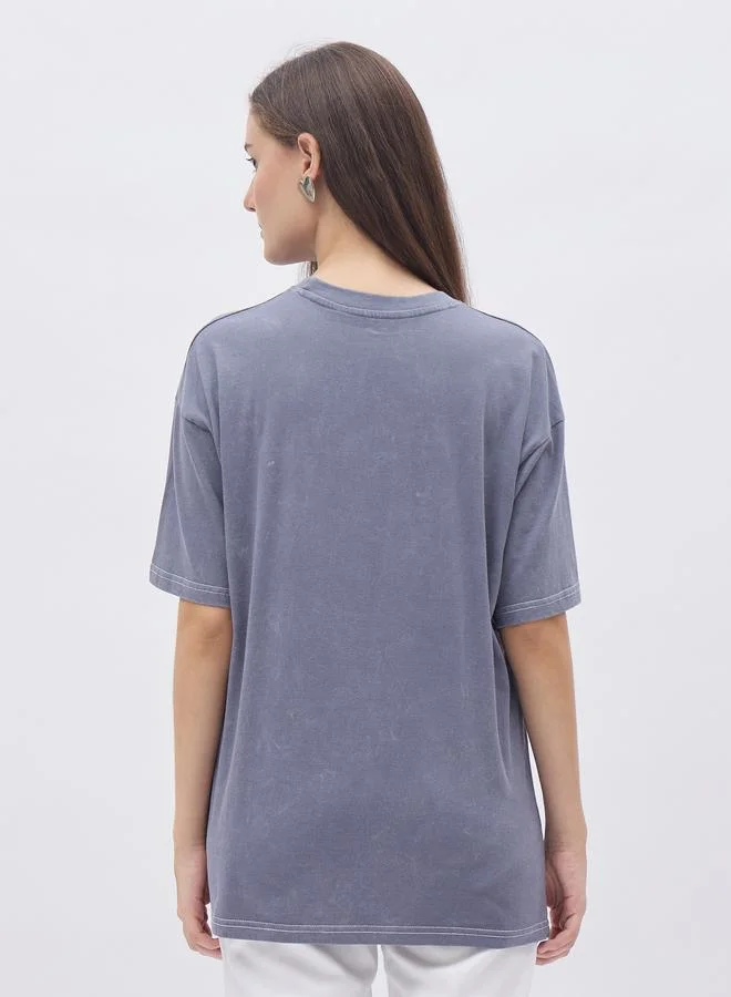 Styli Acid Washed Printed Oversized T-Shirt