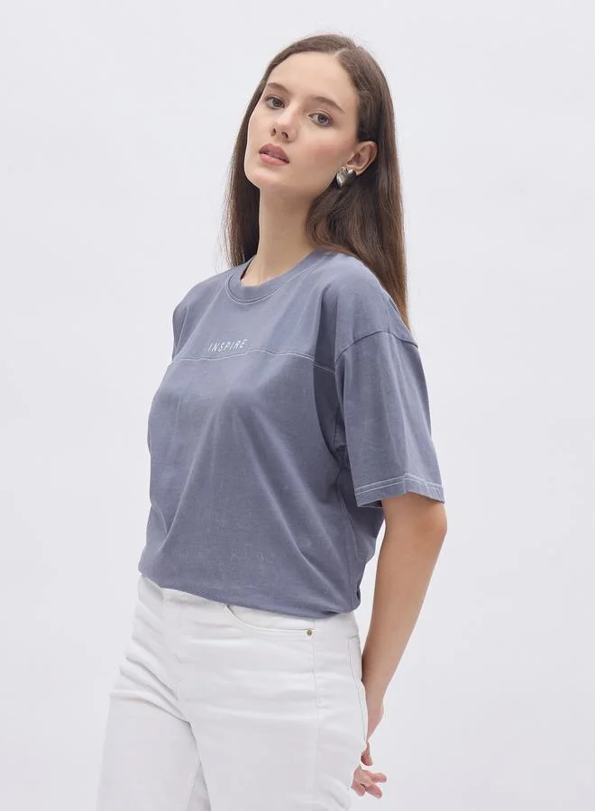 Styli Acid Washed Printed Oversized T-Shirt