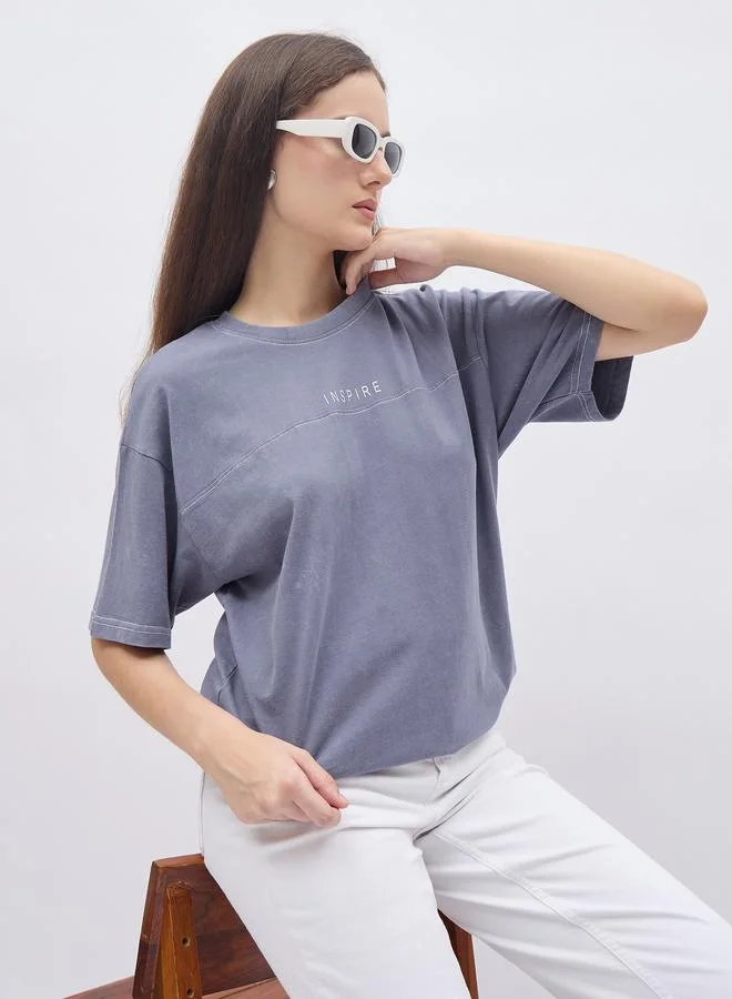 Styli Acid Washed Printed Oversized T-Shirt