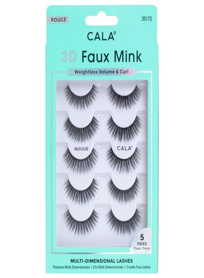 CALA 3D FAUX MINK LASHES: ROUGE (5 PACK) - Image 1