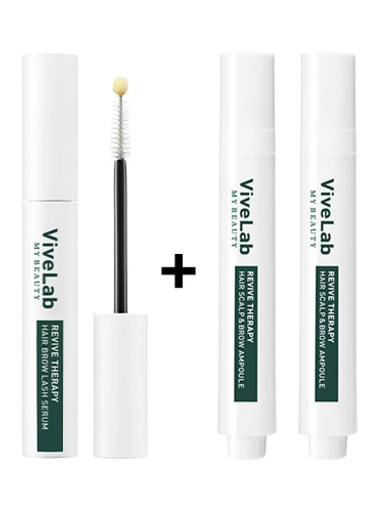 ViveLab 3-Piece Hair, Eyelashes and Eyebrows Course From ViveLab 2 Packs of Hair Serum 15*2 ml& 1 Pack of Eyelash serum 10 ml - Image 1