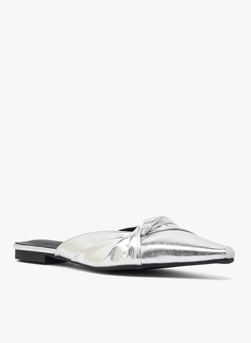 Ella Silver Wrap Tie Open Back Flats for Women | Best Price UAE