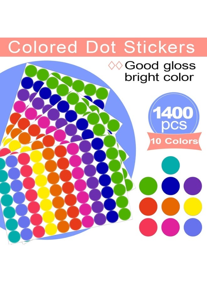 1400 PCS Colored Dot Stickers Round Color Coding Labels Polka Circle Dot Label Sticker for Office,Classroom,Papers Etc - Image 3