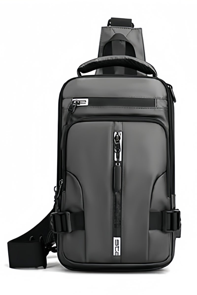 GGEROU Men Sling Bag Shoulder Crossbody Backpack with Adjustable Strap Waterproof Chest Bag with USB Charging Port Casual Daypack Grey - Image 1