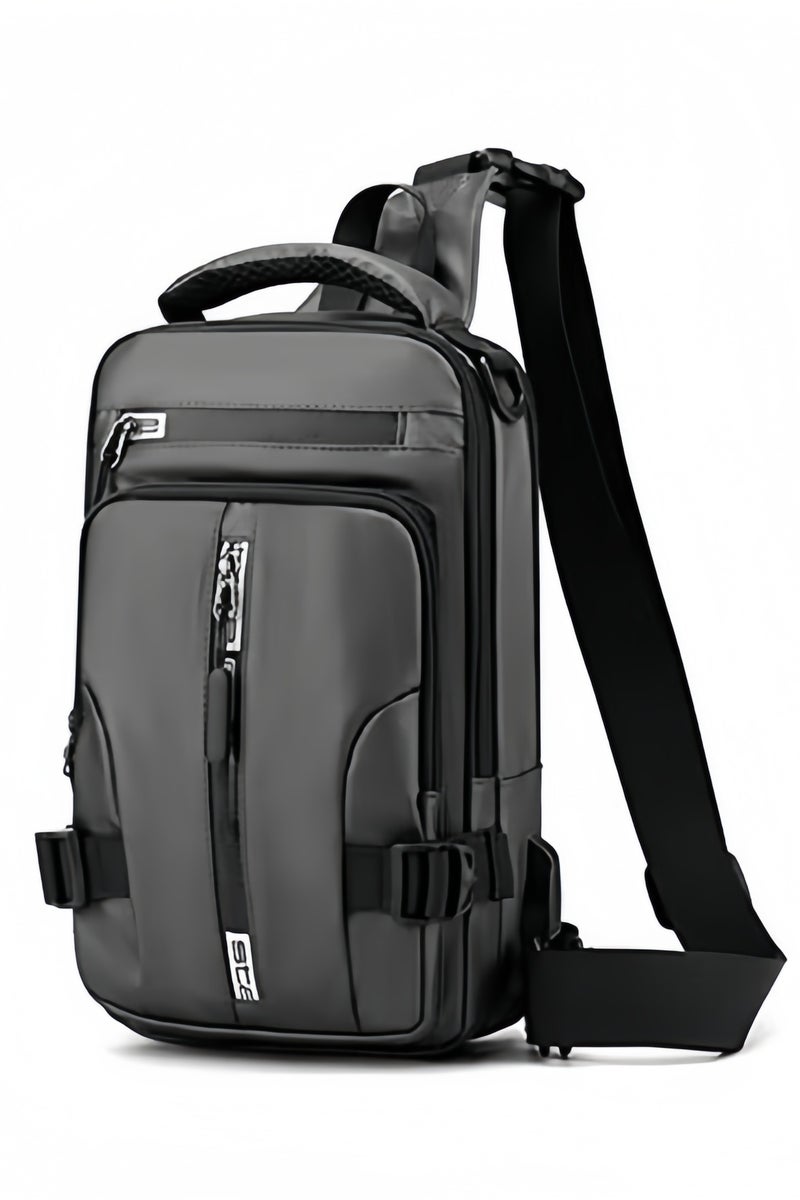 GGEROU Men Sling Bag Shoulder Crossbody Backpack with Adjustable Strap Waterproof Chest Bag with USB Charging Port Casual Daypack Grey - Image 2