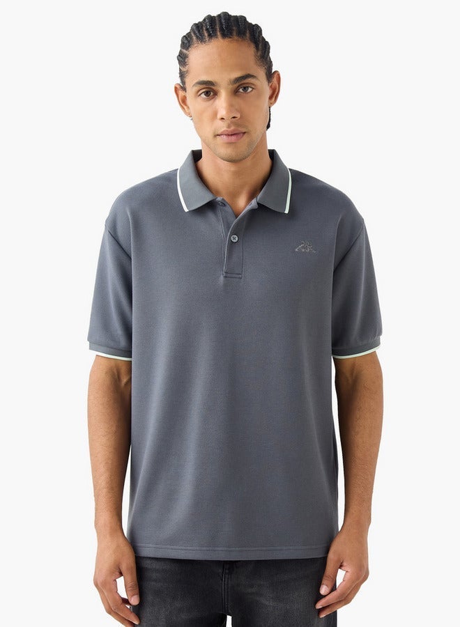 Kappa Logo Embroidered Polo T-shirt with Short Sleeves - Image 1