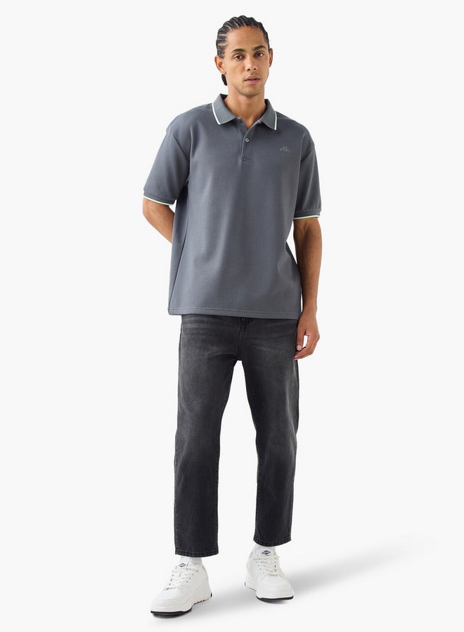 Kappa Logo Embroidered Polo T-shirt with Short Sleeves - Image 2