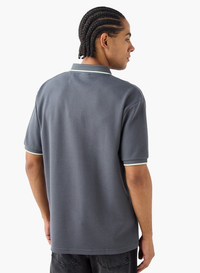 Kappa Logo Embroidered Polo T-shirt with Short Sleeves - Image 3