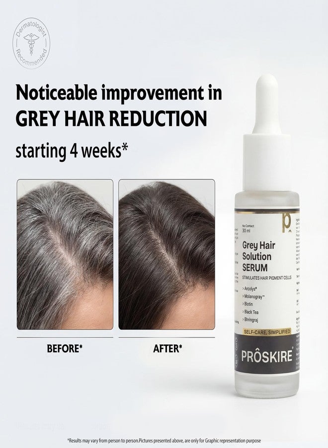 Proskire Grey Hair Solution Serum | Arcolys, Melanogray, Biotin, Black Tea & Bhringraj | Helps to Reduce Premature Greying & White Hair Problem | For Men & Women | 30 ml - Image 4