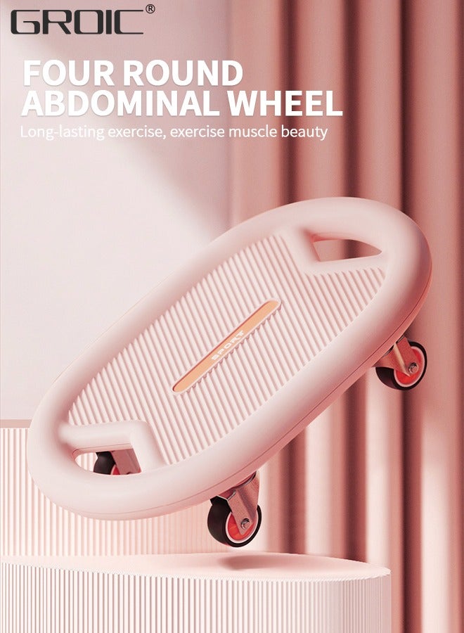 GROIC Ab Wheel Roller Abdominal and Core Coaster Strength Workout Trainer, Four-Wheel Mute Abdominal Muscle Sliding Plate, Ab Wheel Roller Exercise Machine with Knee Mat for Home Gym Fitness  - Image 2