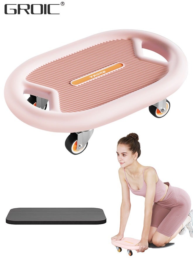 GROIC Ab Wheel Roller Abdominal and Core Coaster Strength Workout Trainer, Four-Wheel Mute Abdominal Muscle Sliding Plate, Ab Wheel Roller Exercise Machine with Knee Mat for Home Gym Fitness  - Image 1