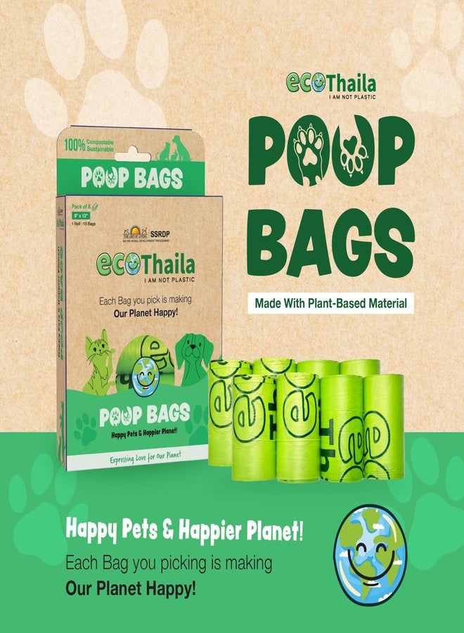Eco Thaila أكياس فضلات قابلة للتحلل من إيكو ثايلا للكلاب والقطط | عبوة من 8 أكياس (120 كيسًا) | قابلة للتحلل الحيوي وصديقة للبيئة | أكياس فضلات | أداة قوية مانعة للتسرب لجمع فضلات الحيوانات الأليفة | لون أخضر - 9 × 13 بوصة - Image 2