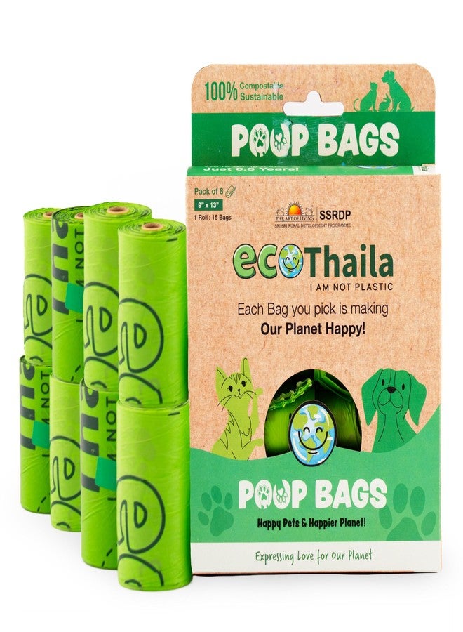 Eco Thaila أكياس فضلات قابلة للتحلل من إيكو ثايلا للكلاب والقطط | عبوة من 8 أكياس (120 كيسًا) | قابلة للتحلل الحيوي وصديقة للبيئة | أكياس فضلات | أداة قوية مانعة للتسرب لجمع فضلات الحيوانات الأليفة | لون أخضر - 9 × 13 بوصة - Image 1