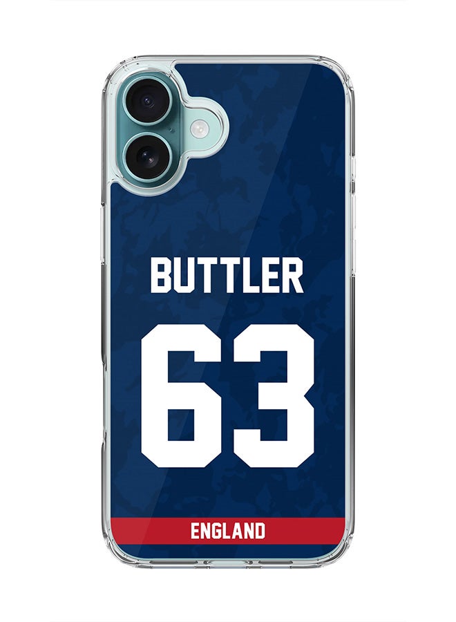 Stylizedd For iPhone 16 Plus Case [Compatible with MagSafe] Slim Magnetic cover Clear Phone Case - Team England Jos Buttler, Jersey No 63 - Image 1