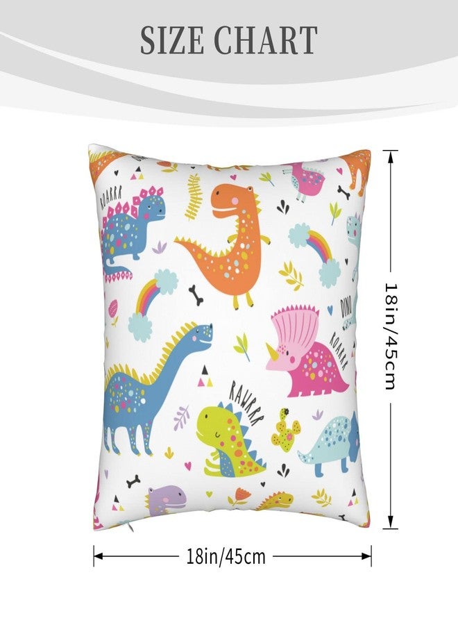 VARUN Dinosaur Throw Pillow Covers Colorful Animal Dinosaur Children's Drawing Cute Design Square Pillowcases for Home Decor Sofa Car Bedroom Pillow case 18x18inch - Image 2