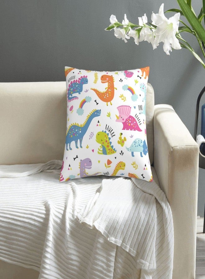 VARUN Dinosaur Throw Pillow Covers Colorful Animal Dinosaur Children's Drawing Cute Design Square Pillowcases for Home Decor Sofa Car Bedroom Pillow case 18x18inch - Image 5