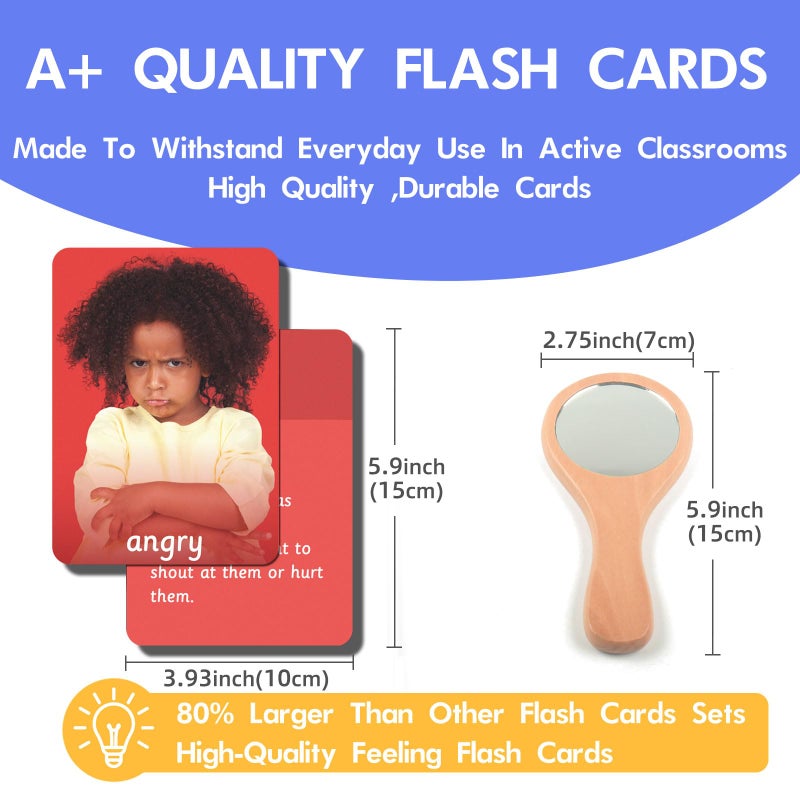 MEROCO Feelings Emotions Cards for Kids Therapy, Realistic Picture Cards for Speech Therapy Mirror, Aba Therapy Materials Autism Social Emotional Learning Materials - Image 5