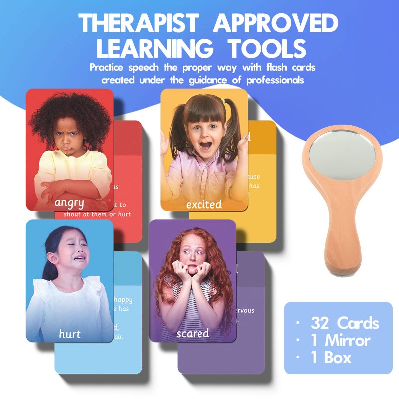 MEROCO Feelings Emotions Cards for Kids Therapy, Realistic Picture Cards for Speech Therapy Mirror, Aba Therapy Materials Autism Social Emotional Learning Materials - Image 4