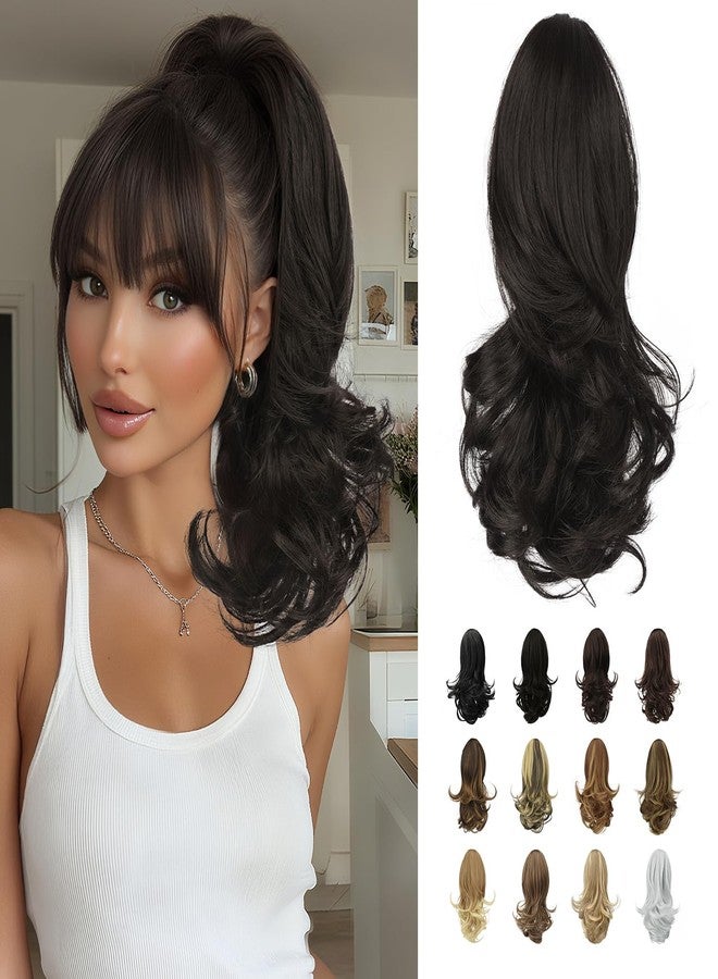 SOFEIYAN 13" Ponytail Extension Long Curly Ponytail Clip in Claw Hair Extension Natural Synthetic Hairpiece for Women,Natural Black - Image 1