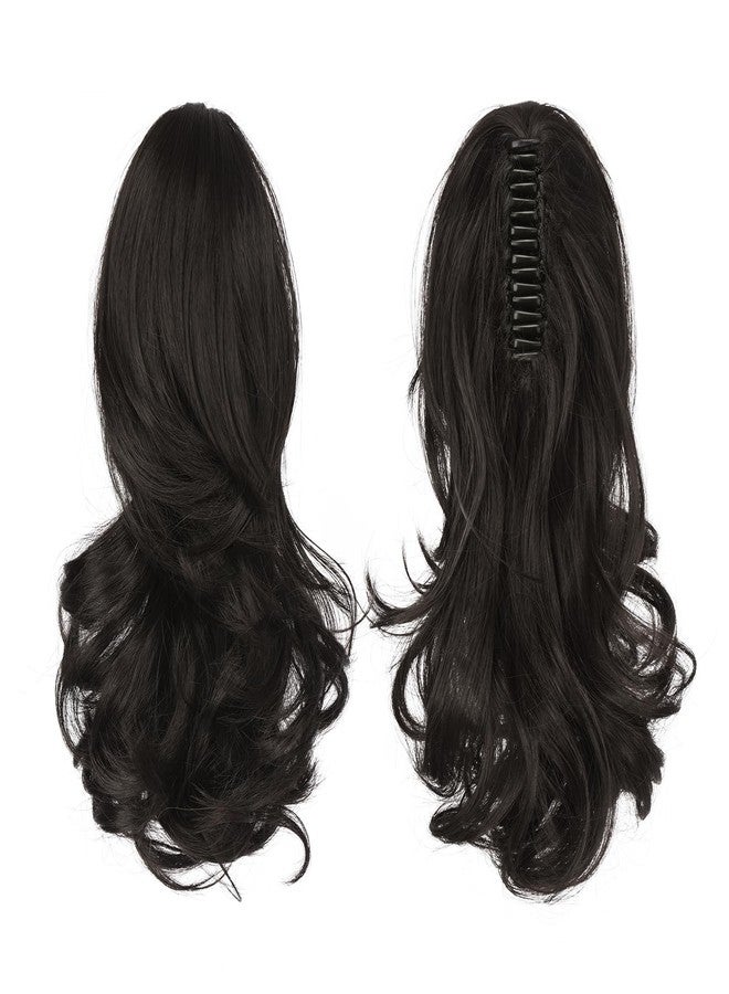 SOFEIYAN 13" Ponytail Extension Long Curly Ponytail Clip in Claw Hair Extension Natural Synthetic Hairpiece for Women,Natural Black - Image 2
