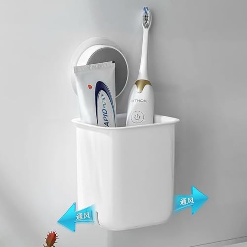 UrbanBite Tooth brush Holder for Bathroom Wall Mounted Toothbrush Holders Self Adhesive Plastic for Bathroom Organization Wall Stand Toothpaste For Toothbrush Razer Trimmer Brushes (Pack of 2) - White - Image 4