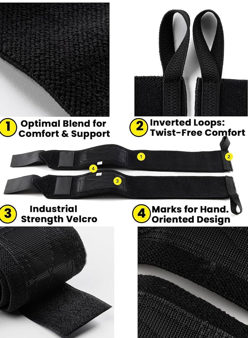 ماسكابوني معصم رفع الأثقال -18 "حزام رفع الأثقال الجيد، حلقة الإبهام ذات المهام الشاقة أن تمنع ضيق المعصم والتواء المعصم أثناء التمارين الرياضية، تدريب قوة الرجال والنساء على رفع وزن بناء الجسم - Image 3