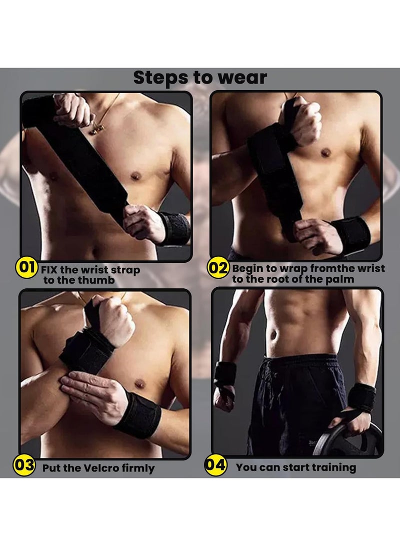 ماسكابوني معصم رفع الأثقال -18 "حزام رفع الأثقال الجيد، حلقة الإبهام ذات المهام الشاقة أن تمنع ضيق المعصم والتواء المعصم أثناء التمارين الرياضية، تدريب قوة الرجال والنساء على رفع وزن بناء الجسم - Image 4