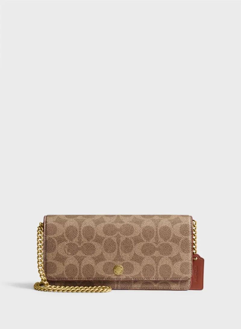 COACH Evie Long Wallet with Chain In Signature Canvas