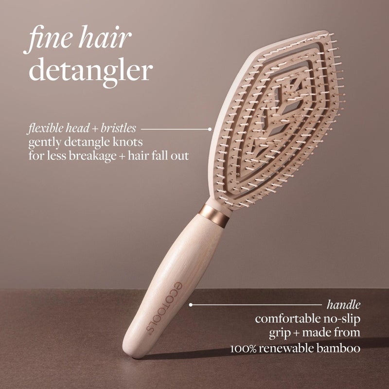 EcoTools Fine Hair Detangler, For Wet Or Dry Hair, Gentle Smoothing Hairbrush For Thin, Delicate Or Color-Treated Types, Flexible Bristles, Bamboo Handle, Vegan & Cruelty-Free, 1 Count - Image 2