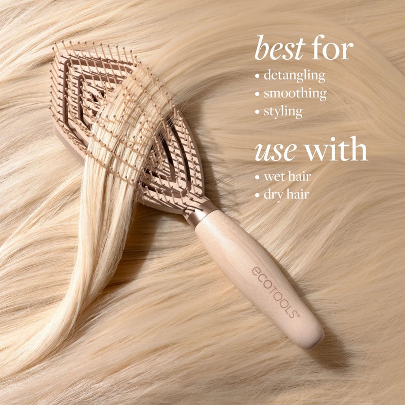 EcoTools Fine Hair Detangler, For Wet Or Dry Hair, Gentle Smoothing Hairbrush For Thin, Delicate Or Color-Treated Types, Flexible Bristles, Bamboo Handle, Vegan & Cruelty-Free, 1 Count - Image 3