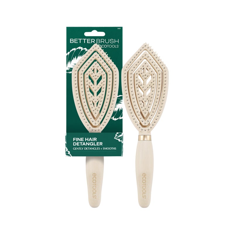 EcoTools Fine Hair Detangler, For Wet Or Dry Hair, Gentle Smoothing Hairbrush For Thin, Delicate Or Color-Treated Types, Flexible Bristles, Bamboo Handle, Vegan & Cruelty-Free, 1 Count - Image 1