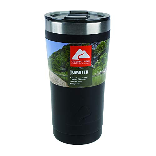 Ozark Trail 20-Ounce Double-Wall, Vacuum-Sealed Tumbler (1, Black) - Image 1