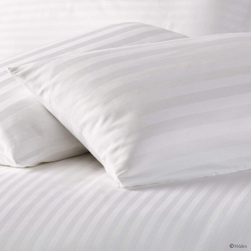 LAYNORA 210 Tc Glace Cotton Sartin Striped/Plain Bedsheets for Super King Size 9x9ft with 2 King Size Pillow Covers| Luxury Soft Sheets (3pcs Set) |108x108 inches, White - Image 5