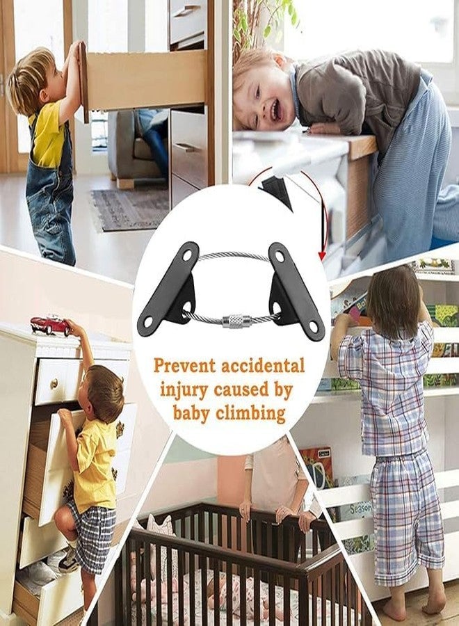 ODMART Secure Cabinet, Wardrobe to Wall Protect Toddler and Pet from Falling Furniture, Adjustable Child Safety Straps(2Pcs) - Image 3