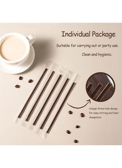 Depend Coffee Stir Sticks Individual Wrapped, Disposable Coffee Straw Three-hole Design Stirring Rod Tea Beverage Stirrers Individually Hot Drinks For Party BBQ Camping Resturant, 100PCS 180MM  - Image 4