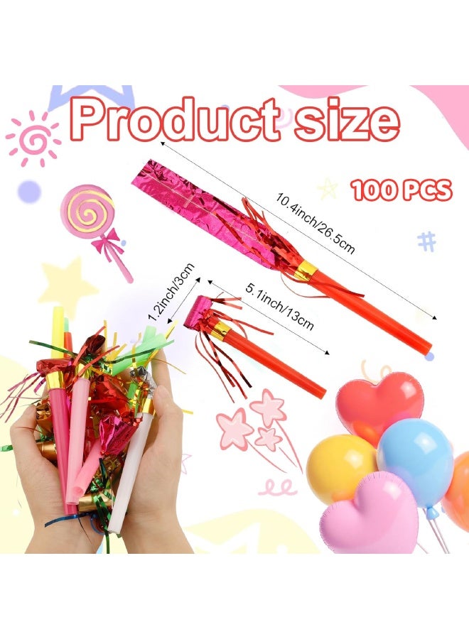 100PCS Party Blowers, Party Colorful Blowers for Kids, Party Blowouts, Party Noise Makers Horns, Colorful Birthday Blowers, Noisemakers Blow Horns Party Whistles Favors for Birthday, New Years Events (Random Colors) - Image 2