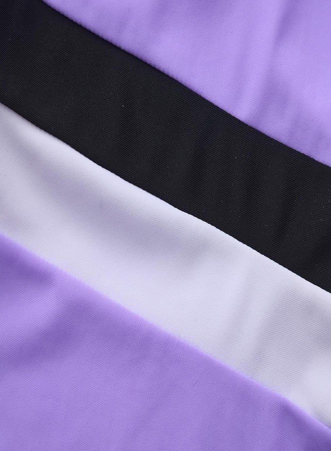 Akokvlar طقم سباحة من قطعتين للبنات من أكوكفلار، تانكيني مع شورت قصير (5-6 سنوات، لون بنفسجي وردي سادة) - Image 5