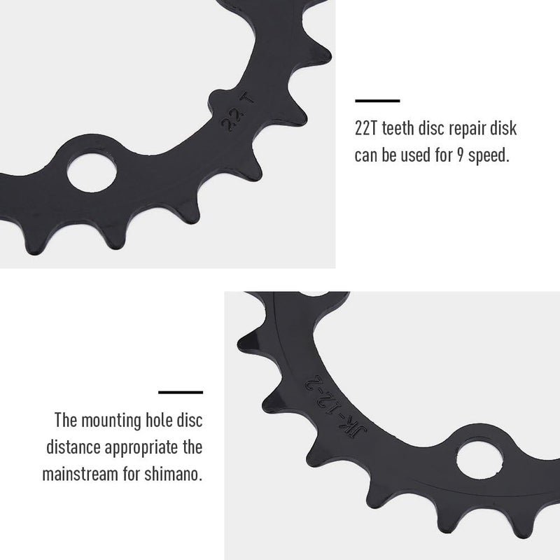 woobles Narrow Wide Chainring, Bike Single Chainring, 22T Carbon Steel Bicycle Narrow Wide Chainring for BCD 104mm 9 Speed Bike e-Bike Fat Bike Mountain Bike Bicycle - Image 2