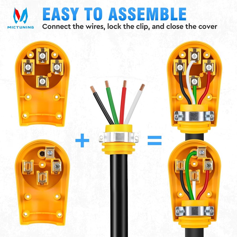 MICTUNING 50 Amp RV Male and Female Plug Set 14-50P and 14-50R Receptable 125V/250V Volt Heavy Duty Electrical Camper ETL Listed for Caravan Motorhome Van Trailer - Image 4