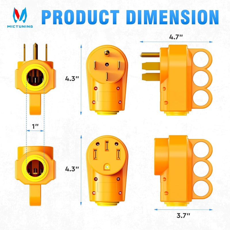 MICTUNING 50 Amp RV Male and Female Plug Set 14-50P and 14-50R Receptable 125V/250V Volt Heavy Duty Electrical Camper ETL Listed for Caravan Motorhome Van Trailer - Image 2