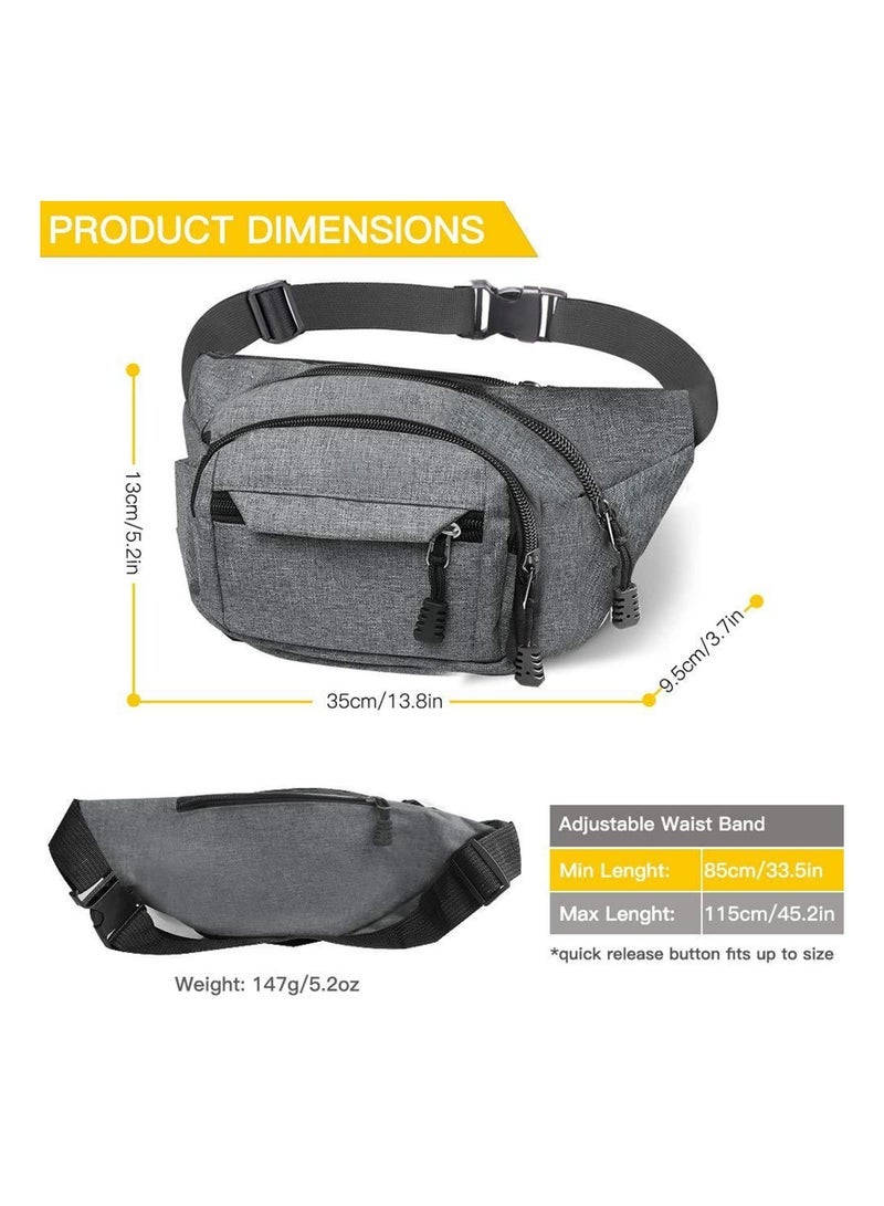 KASTWAVE Bumbag Waist Bag Waterproof 4 Zip Pockets Running Waist Pack Bag for Men Women Adjustable Belt Waistpacks for Outdoors Sport Hiking Travel - Image 3