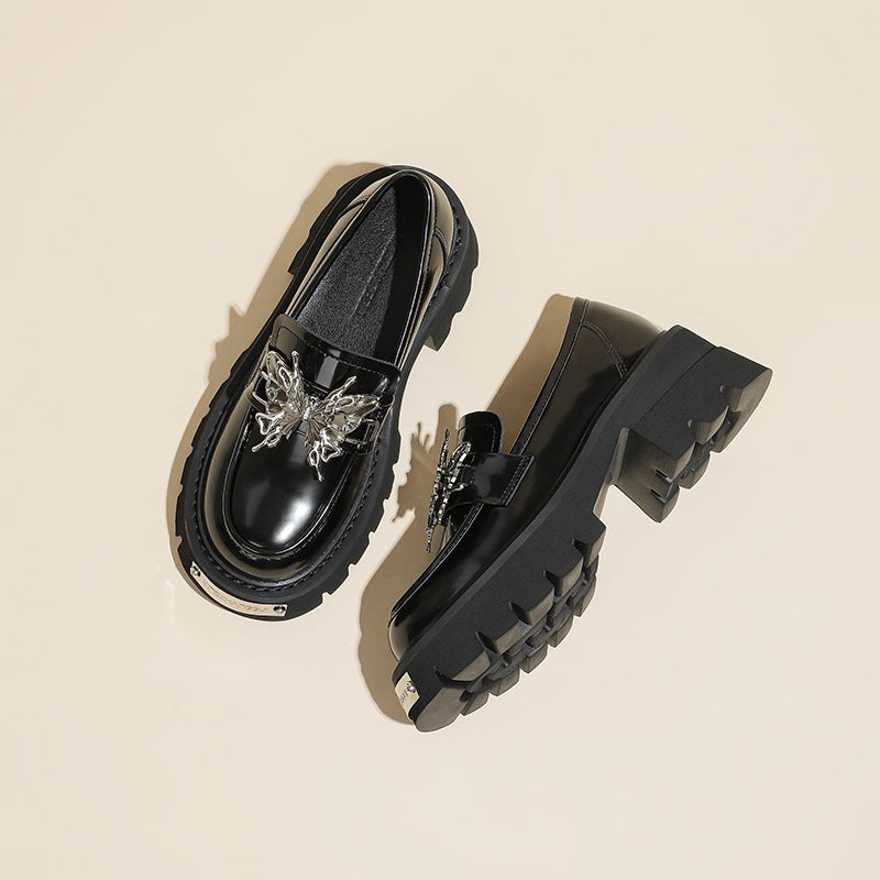 Ready ~ Niche Sweet And Cool Bow Small Leather Shoes For Women 2025 Spring British Style Sweet And Cool Style Thick-Soled Loafers - Image 1