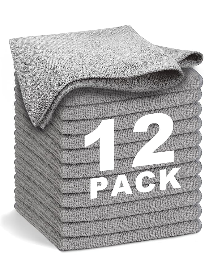 PROMASS promass Microfibre Cleaning Cloths, Fibre Kitchen Dishcloths, 12 Pcs Fiber Material Soft Touch Comfortable High Water Absorption Lint-Free Practical Tools, Suitable for Kitchen, Espresso Machines, Etc - Image 1