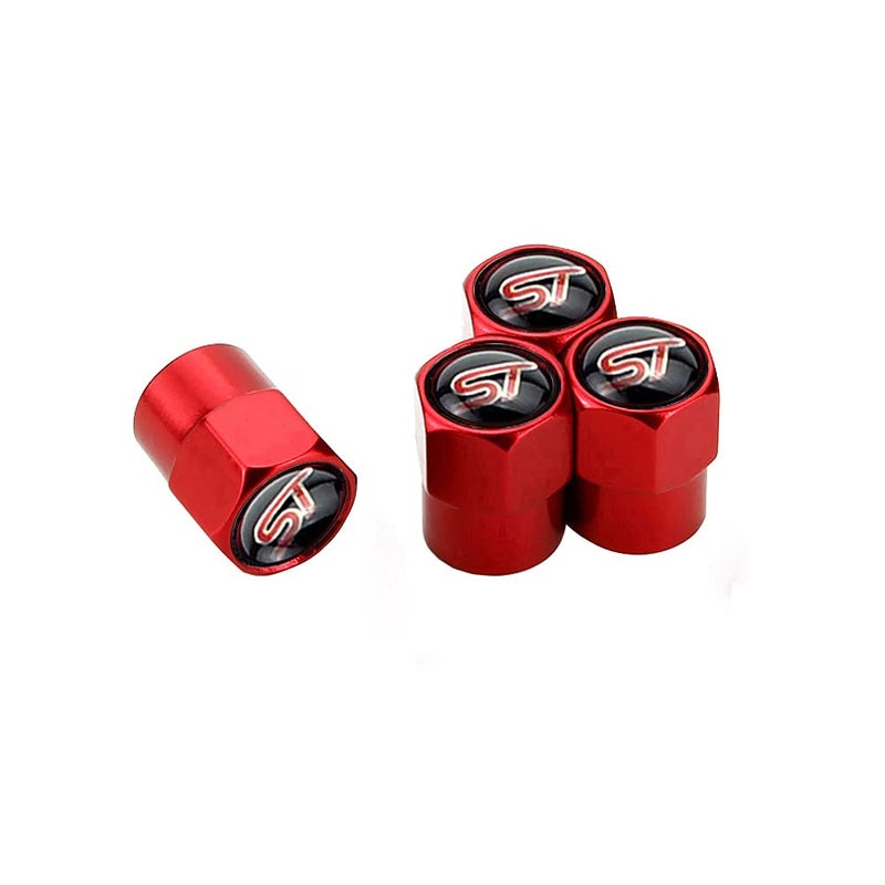 GO-OPP GO-UPP 4Pcs ST Logo Metal Car Wheel Tire Valve Stem Caps for Ford ST Focus Mondeo kuga Fiesta ecosport s-max Edge Mustang Transit Taurus f150 Exploror Decorative Accessory, Red - Image 2