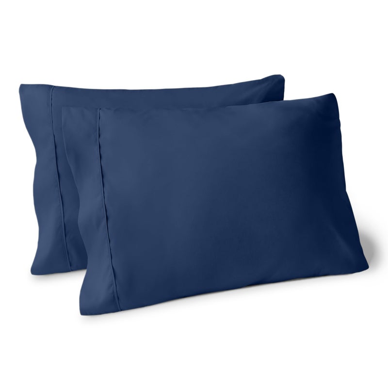 Bare Home Microfiber Pillow Cases  King Size Set of Two  Cooling Pillowcases  Double Brushed  Dark Blue Pillowcases 2 Pack  Easy Care King Pillowcase Set of 2 Dark Blue