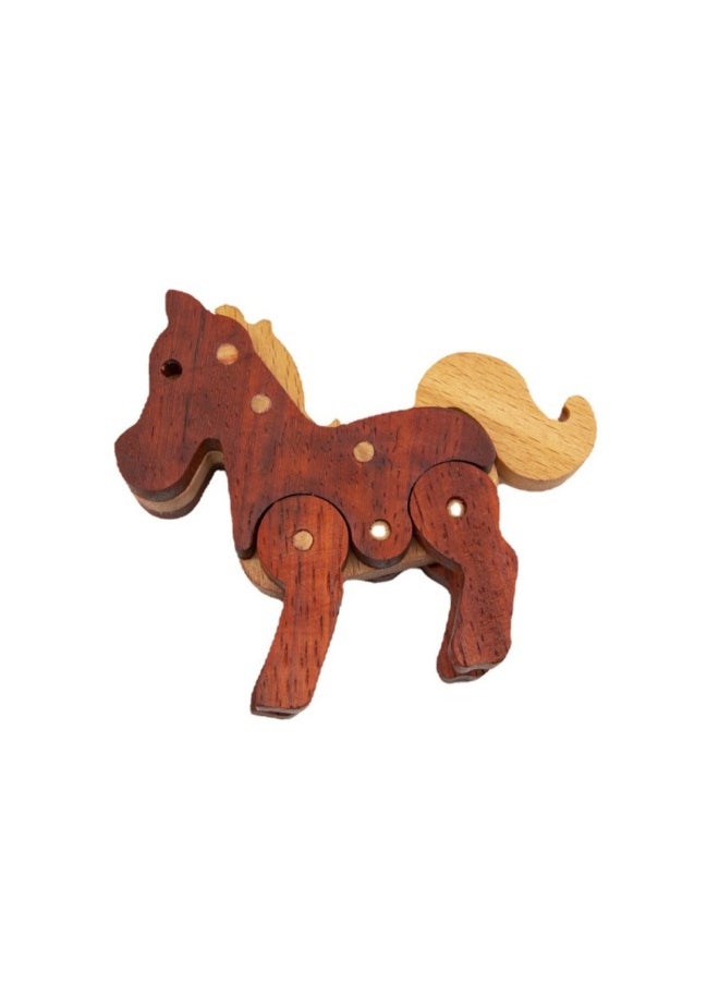 Pony Wood Art Solid Wood Assembled DIY Toy Material Package Learning, Teaching, Training, Research, Woodworking Course Experience Material Package-Color:Safflower Pear + Beech