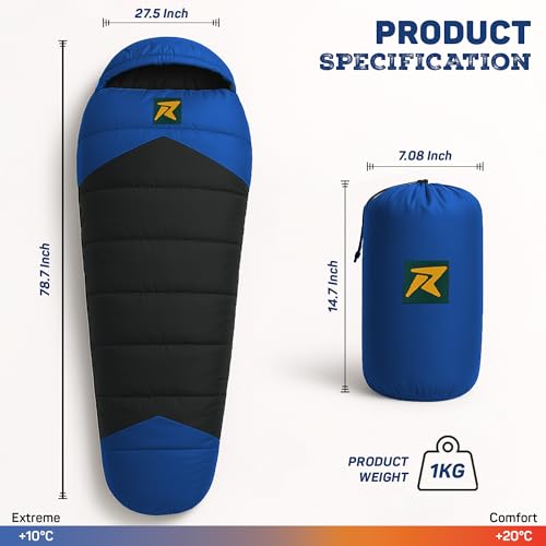 Rocksport Camplite +10°C to +20°C Mummy Shape Sleeping Bag for Camping, Hiking, Indoor & Outdoor, Warm Sleep Bag l Free Adventure Pass - Image 3