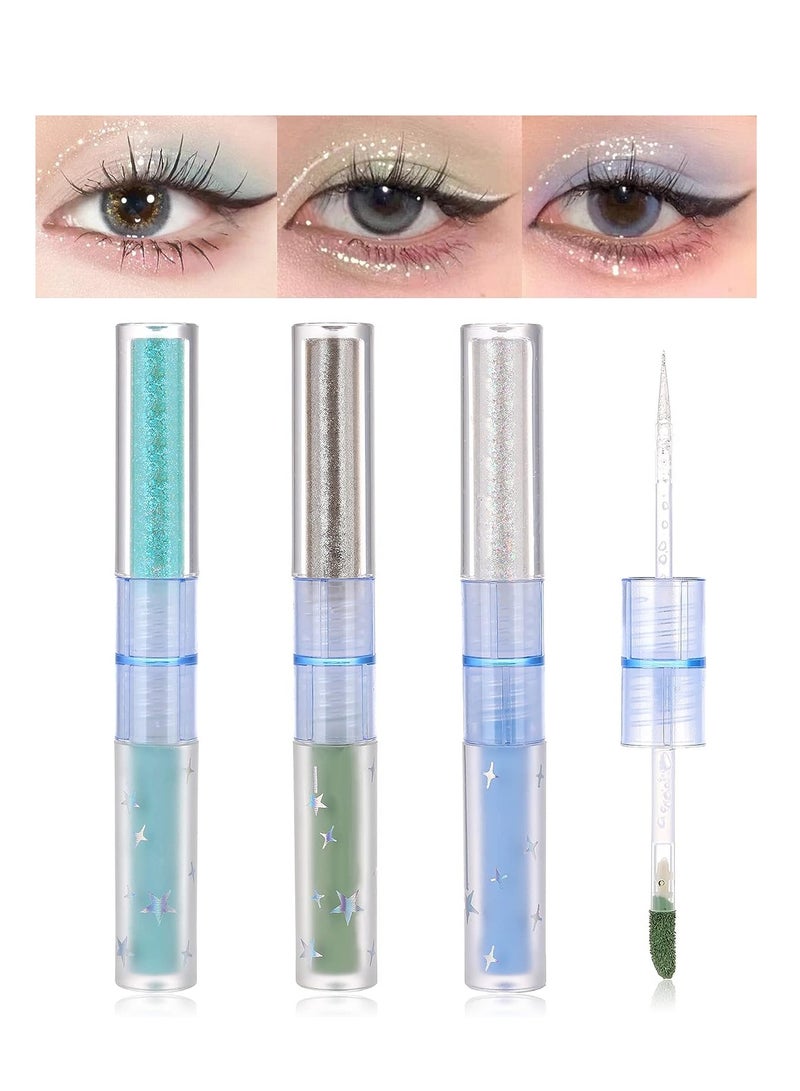 SYOSI 3Pcs Liquid Glitter Matte Eyeshadow Liquid Glitter Eyeliner and Matte Cream Eyeshadow 2 in 1 Quick Drying Easy to Apply Long Lasting Shimmer Matte Eyeshadow Eye Makeup - Image 1