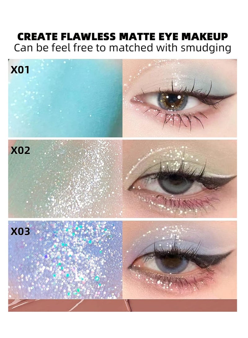 SYOSI 3Pcs Liquid Glitter Matte Eyeshadow Liquid Glitter Eyeliner and Matte Cream Eyeshadow 2 in 1 Quick Drying Easy to Apply Long Lasting Shimmer Matte Eyeshadow Eye Makeup - Image 5