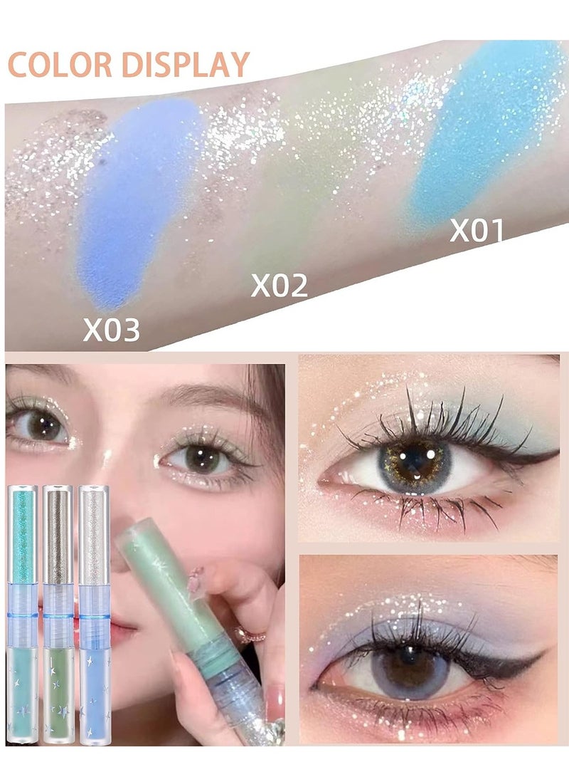 SYOSI 3Pcs Liquid Glitter Matte Eyeshadow Liquid Glitter Eyeliner and Matte Cream Eyeshadow 2 in 1 Quick Drying Easy to Apply Long Lasting Shimmer Matte Eyeshadow Eye Makeup - Image 4
